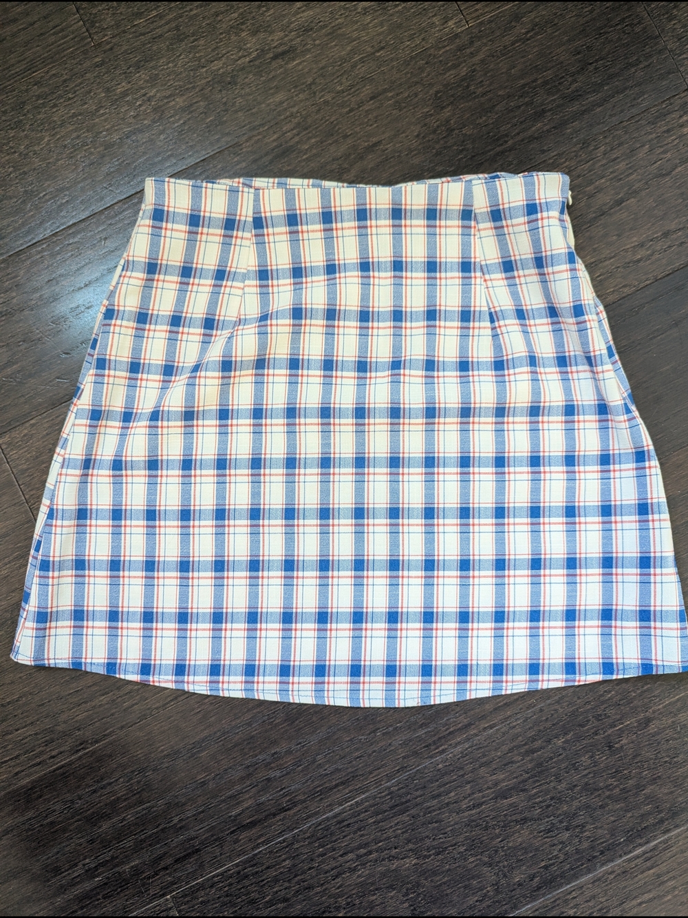 SHEIN Blue, White and Red Plaid Mini Skirt